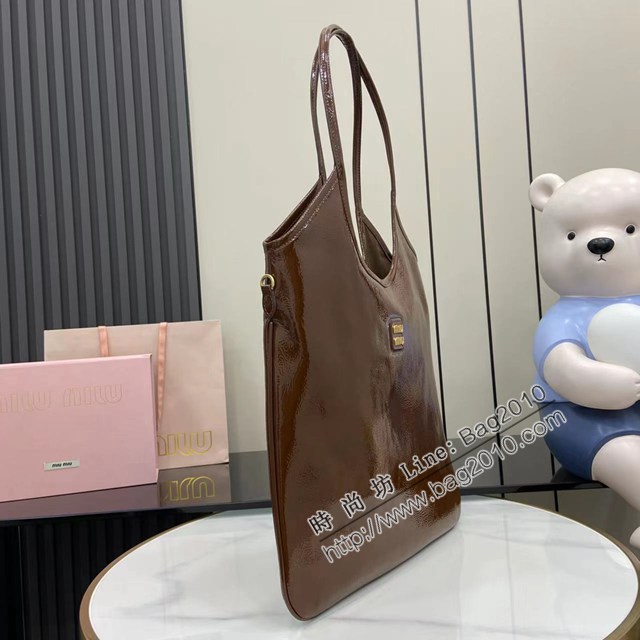 MIU MIU專櫃繆繆最新款Naplak油蠟漆皮革托特包 jh2901型號：5BG231
